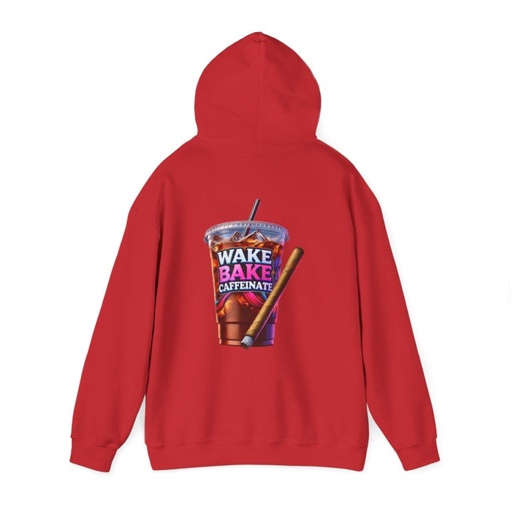 Wake and Caffeinate Unisex Hoodie - Red - S - Wake and Caffeinate Unisex Hoodie - Tatoo Tee