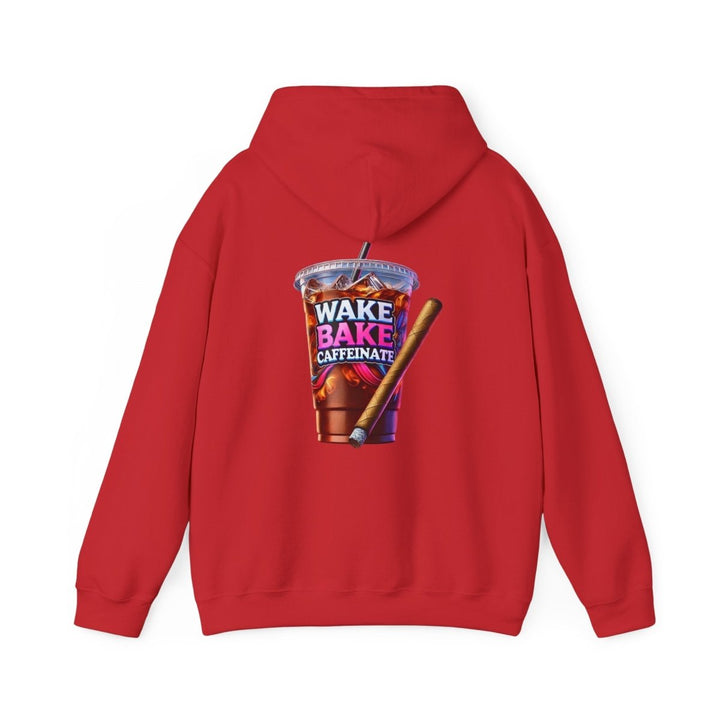 Wake and Caffeinate Unisex Hoodie - Red - S - Wake and Caffeinate Unisex Hoodie - Tatoo Tee
