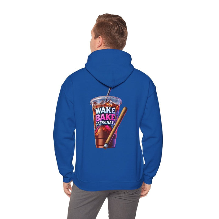 Wake and Caffeinate Unisex Hoodie - Royal - S - Wake and Caffeinate Unisex Hoodie - Tatoo Tee