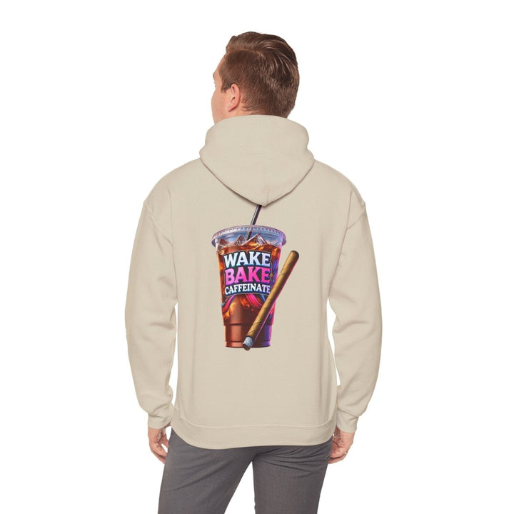 Wake and Caffeinate Unisex Hoodie - Sand - S - Wake and Caffeinate Unisex Hoodie - Tatoo Tee