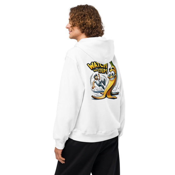 Watch Your Step Oversized heavyweight hoodie - White - S - Product mockup - Tatoo Tee