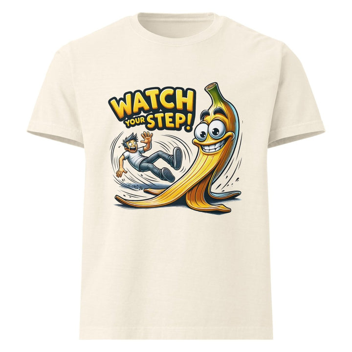 Watch Your Step Unisex oversized t-shirt - Vintage White - S - Product mockup - Tatoo Tee