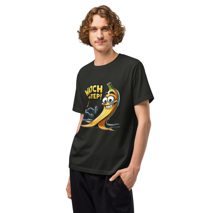 Watch Your Step Unisex oversized t-shirt - Washed Black - S - Product mockup - Tatoo Tee