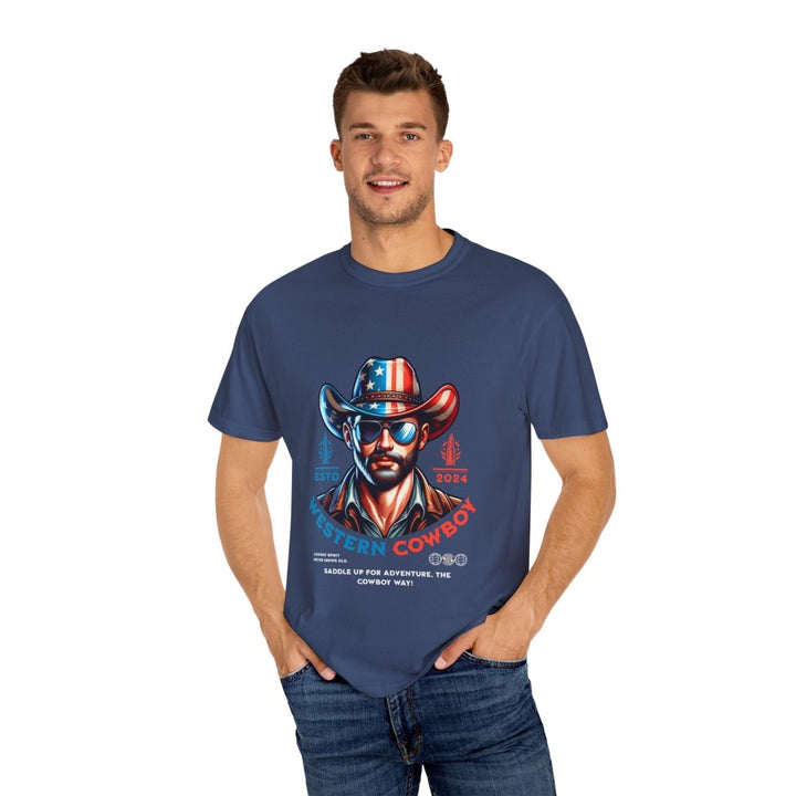 Western Cowboy Graphic T-Shirt | Unisex Trendy Apparel for Adventurers | Perfect for Rodeos, Country Music Festivals, & Casual Wear - Navy - S - Western Cowboy Graphic T-Shirt | Unisex Trendy Apparel for Adventurers | Perfect for Rodeos, Country Music Festivals, & Casual Wear - Tatoo Tee
