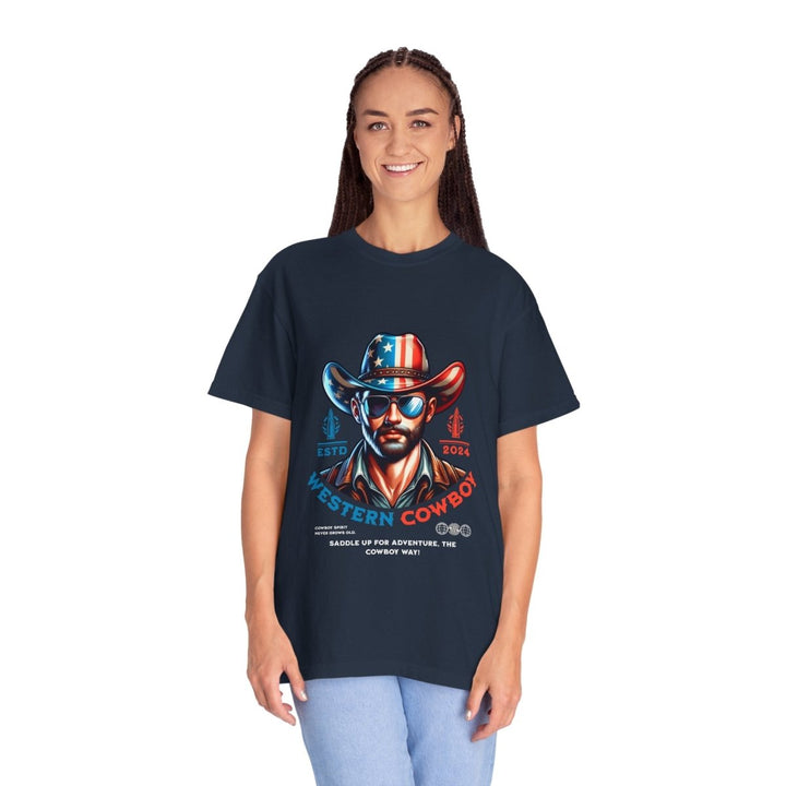 Western Cowboy Graphic T-Shirt | Unisex Trendy Apparel for Adventurers | Perfect for Rodeos, Country Music Festivals, & Casual Wear - Navy - S - Western Cowboy Graphic T-Shirt | Unisex Trendy Apparel for Adventurers | Perfect for Rodeos, Country Music Festivals, & Casual Wear - Tatoo Tee