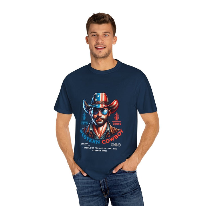 Western Cowboy Graphic T-Shirt | Unisex Trendy Apparel for Adventurers | Perfect for Rodeos, Country Music Festivals, & Casual Wear - Navy - S - Western Cowboy Graphic T-Shirt | Unisex Trendy Apparel for Adventurers | Perfect for Rodeos, Country Music Festivals, & Casual Wear - Tatoo Tee