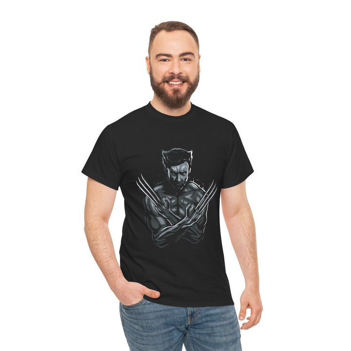 Wolverine Unisex Heavy Cotton Tee - Bold Graphic Tee for Superhero Fans - Black - S - Wolverine Unisex Heavy Cotton Tee - Bold Graphic Tee for Superhero Fans - Tatoo Tee