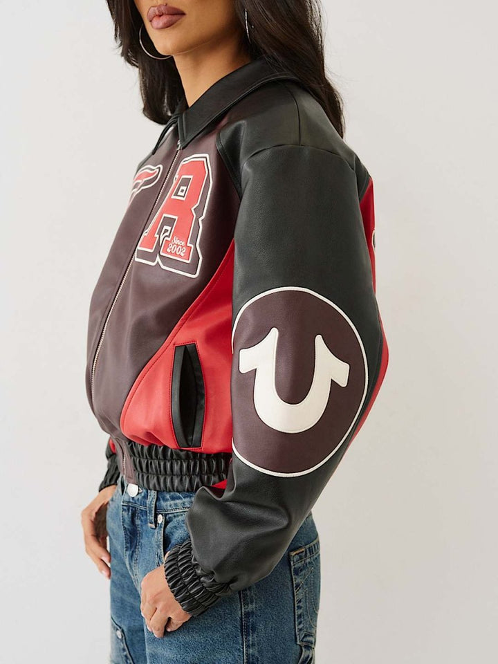Women’s Color Blocked Varsity Jacket - XS - Women’s Color Blocked Varsity Jacket - Tatoo Tee