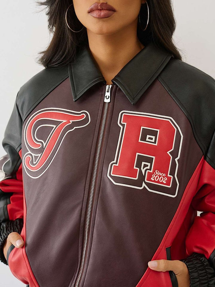 Women’s Color Blocked Varsity Jacket - XS - Women’s Color Blocked Varsity Jacket - Tatoo Tee