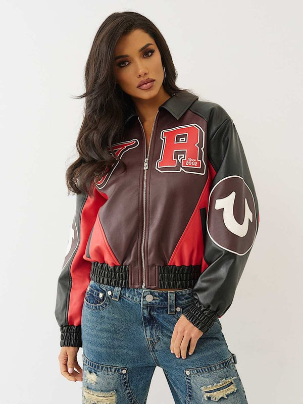 Women’s Color Blocked Varsity Jacket - XS - Women’s Color Blocked Varsity Jacket - Tatoo Tee
