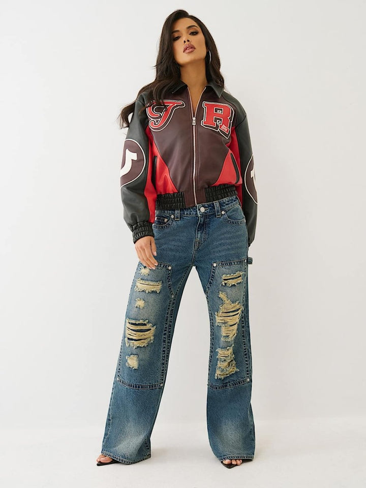 Women’s Color Blocked Varsity Jacket - XS - Women’s Color Blocked Varsity Jacket - Tatoo Tee