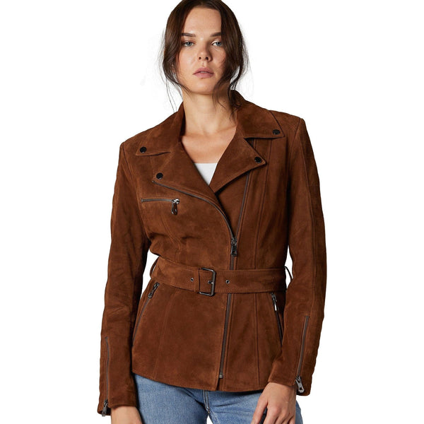 Women’s Suede Leather Belted Coat