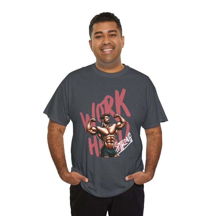 Workout Motivation Unisex Heavy Cotton Tee - 'WORK HARD' Graphic Shirt - Purple - S - Workout Motivation Unisex Heavy Cotton Tee - 'WORK HARD' Graphic Shirt - Tatoo Tee