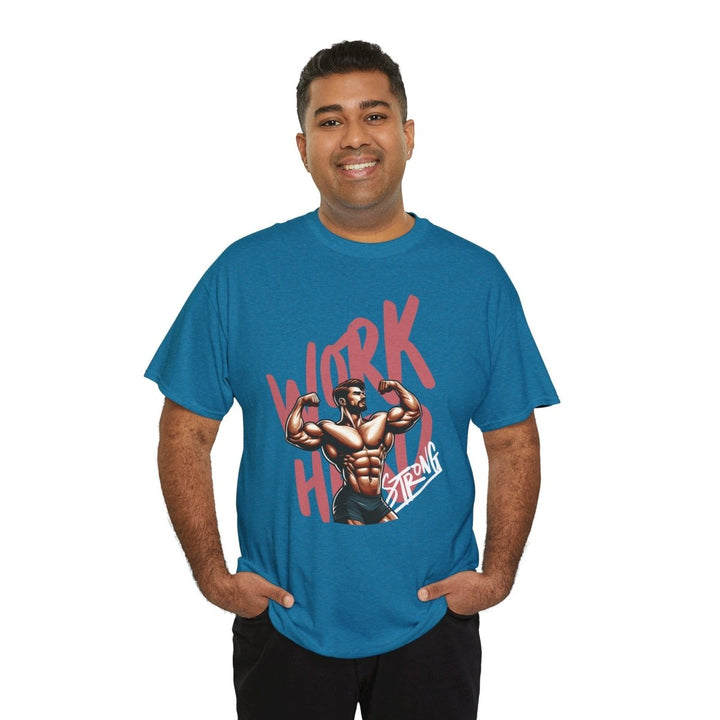 Workout Motivation Unisex Heavy Cotton Tee - 'WORK HARD' Graphic Shirt - Purple - S - Workout Motivation Unisex Heavy Cotton Tee - 'WORK HARD' Graphic Shirt - Tatoo Tee