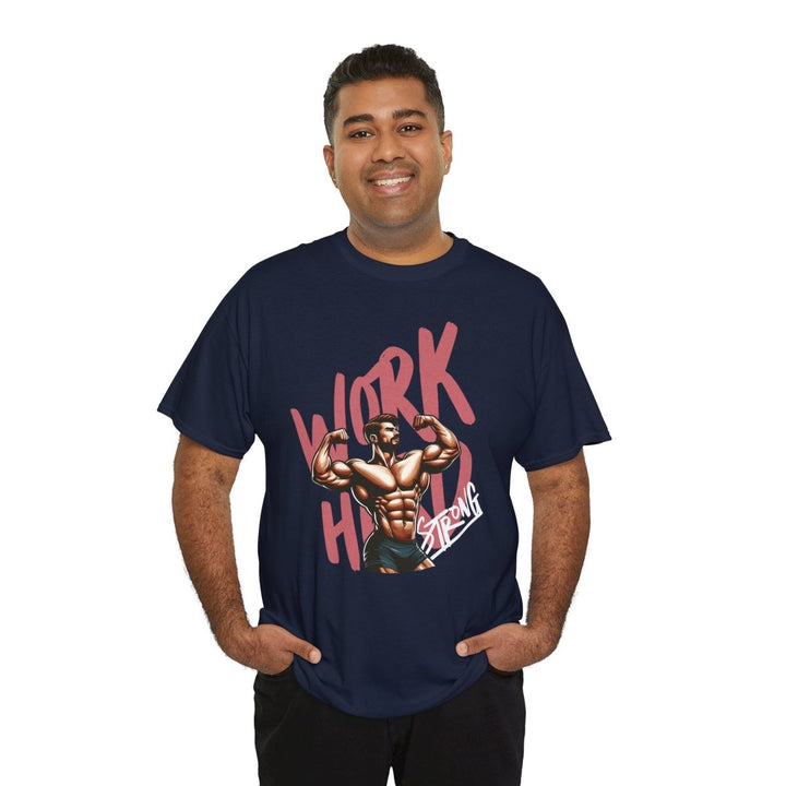 Workout Motivation Unisex Heavy Cotton Tee - 'WORK HARD' Graphic Shirt - Purple - S - Workout Motivation Unisex Heavy Cotton Tee - 'WORK HARD' Graphic Shirt - Tatoo Tee