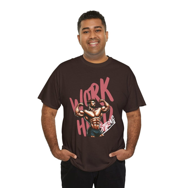 Workout Motivation Unisex Heavy Cotton Tee - 'WORK HARD' Graphic Shirt - Purple - S - Workout Motivation Unisex Heavy Cotton Tee - 'WORK HARD' Graphic Shirt - Tatoo Tee