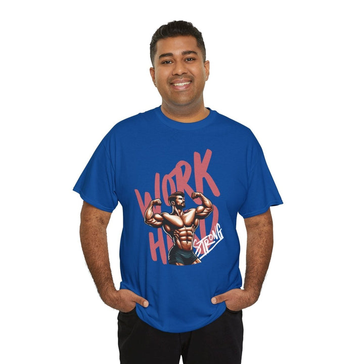 Workout Motivation Unisex Heavy Cotton Tee - 'WORK HARD' Graphic Shirt - Purple - S - Workout Motivation Unisex Heavy Cotton Tee - 'WORK HARD' Graphic Shirt - Tatoo Tee