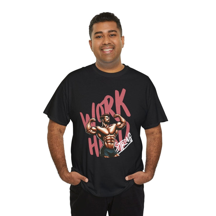 Workout Motivation Unisex Heavy Cotton Tee - 'WORK HARD' Graphic Shirt - Purple - S - Workout Motivation Unisex Heavy Cotton Tee - 'WORK HARD' Graphic Shirt - Tatoo Tee