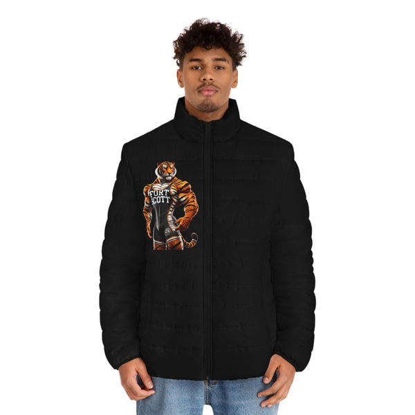 Wrestling Tiger Men's Puffer Jacket (AOP) - S - Black zipper - Wrestling Tiger Men's Puffer Jacket (AOP) - Tatoo Tee