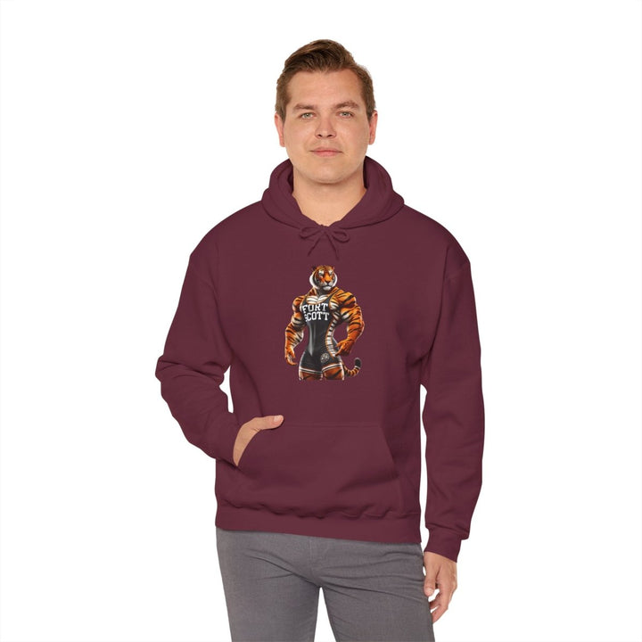 Wrestling Tiger Unisex Hoodie - Maroon - S - Wrestling Tiger Unisex Hoodie - Tatoo Tee