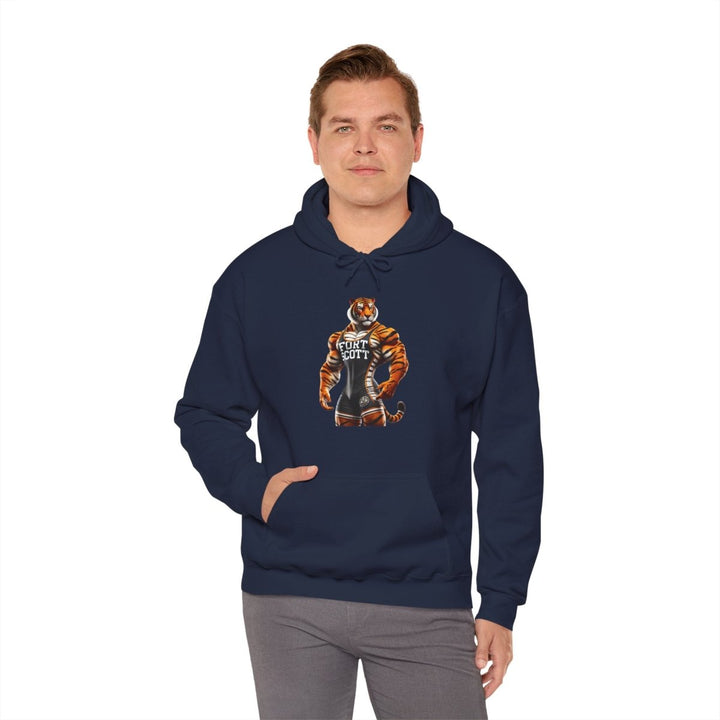 Wrestling Tiger Unisex Hoodie - Navy - S - Wrestling Tiger Unisex Hoodie - Tatoo Tee