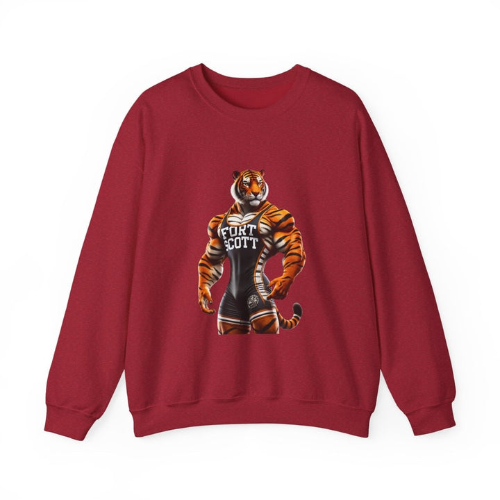 Wrestling Tiger Unisex Sweatshirt - S - Antique Cherry Red - Wrestling Tiger Unisex Sweatshirt - Tatoo Tee