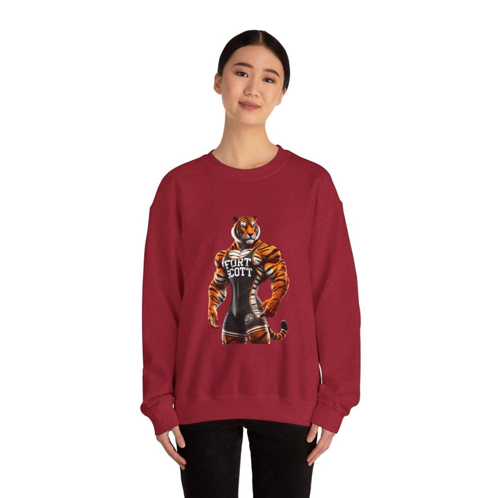 Wrestling Tiger Unisex Sweatshirt - S - Antique Cherry Red - Wrestling Tiger Unisex Sweatshirt - Tatoo Tee