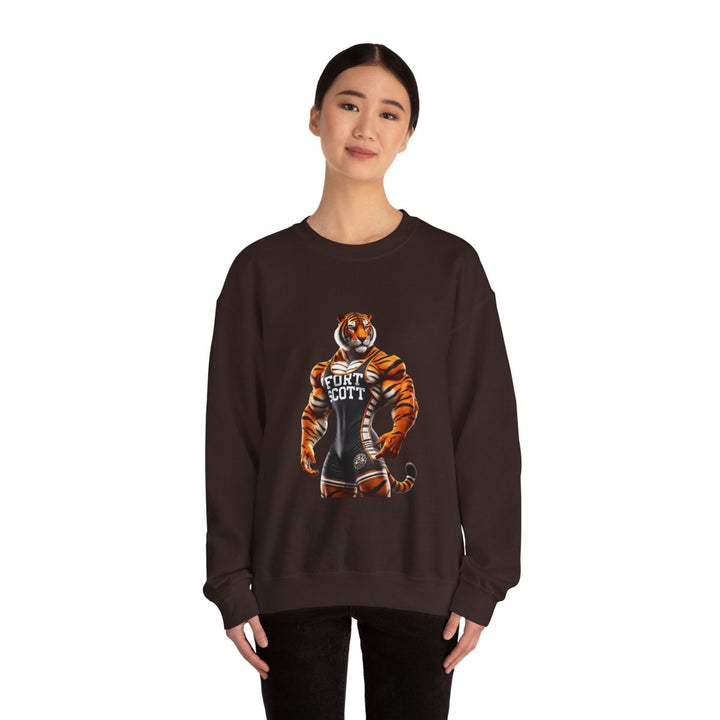 Wrestling Tiger Unisex Sweatshirt - S - Dark Chocolate - Wrestling Tiger Unisex Sweatshirt - Tatoo Tee
