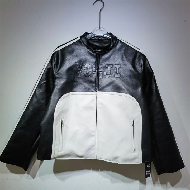 Yohji Leather Vintage Racing Jacket - Black - XS - Yohji Leather Vintage Racing Jacket - Tatoo Tee