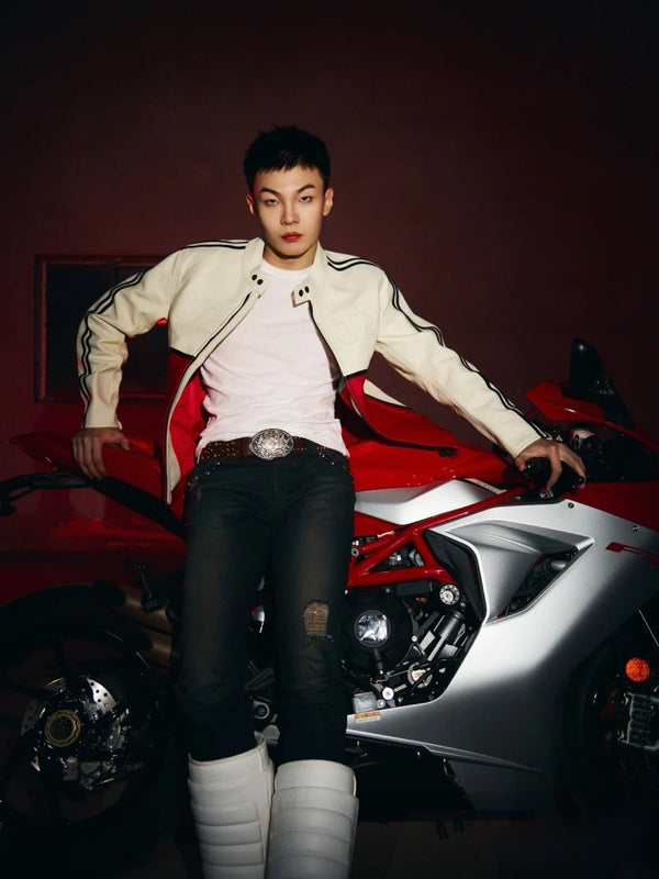 Yohji Leather Vintage Racing Jacket - Black - XS - Yohji Leather Vintage Racing Jacket - Tatoo Tee