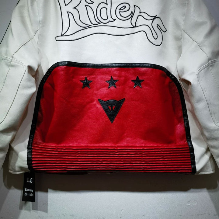 Yohji Leather Vintage Racing Jacket - White - XS - Yohji Leather Vintage Racing Jacket - Tatoo Tee
