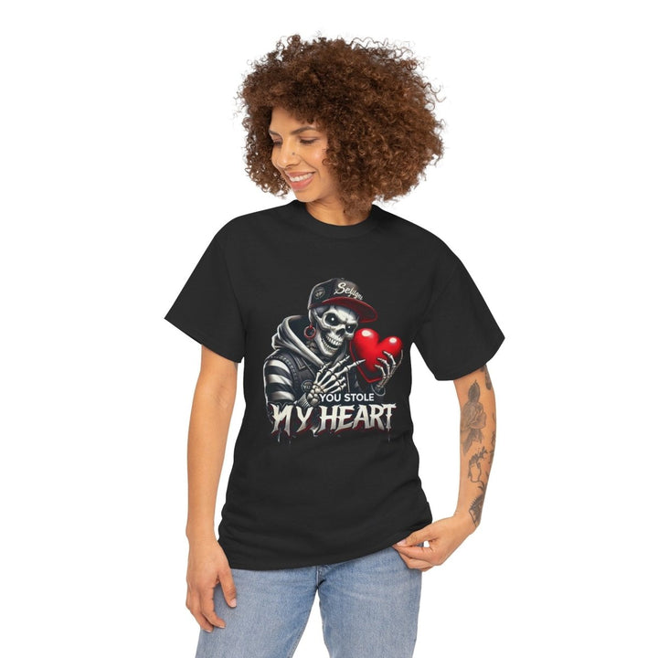 You Stole My Heart Unisex Heavy Cotton Tee - Black - S - You Stole My Heart Unisex Heavy Cotton Tee - Tatoo Tee