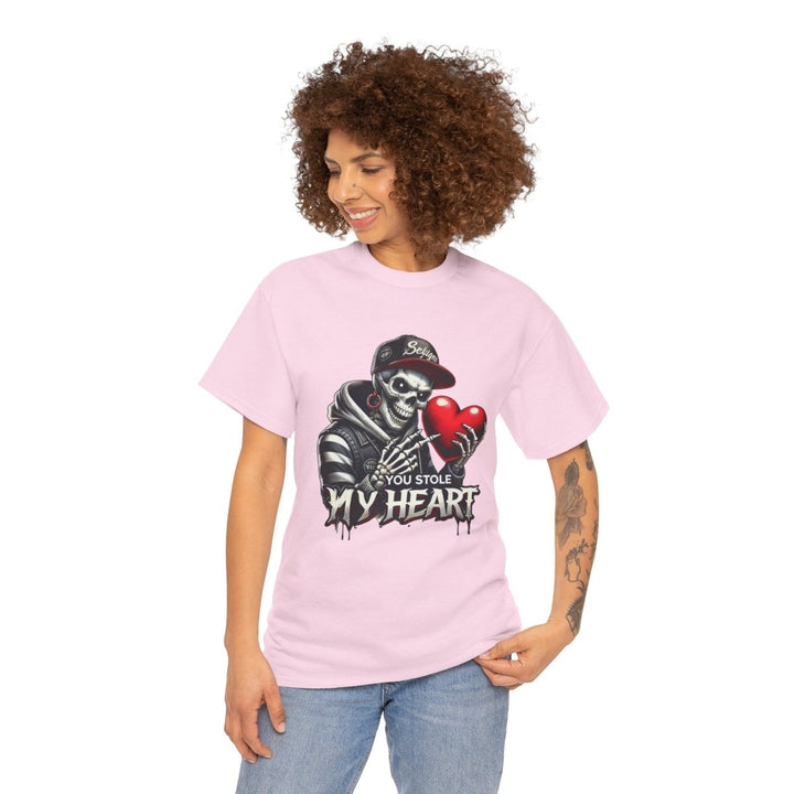 You Stole My Heart Unisex Heavy Cotton Tee - Light Pink - S - You Stole My Heart Unisex Heavy Cotton Tee - Tatoo Tee