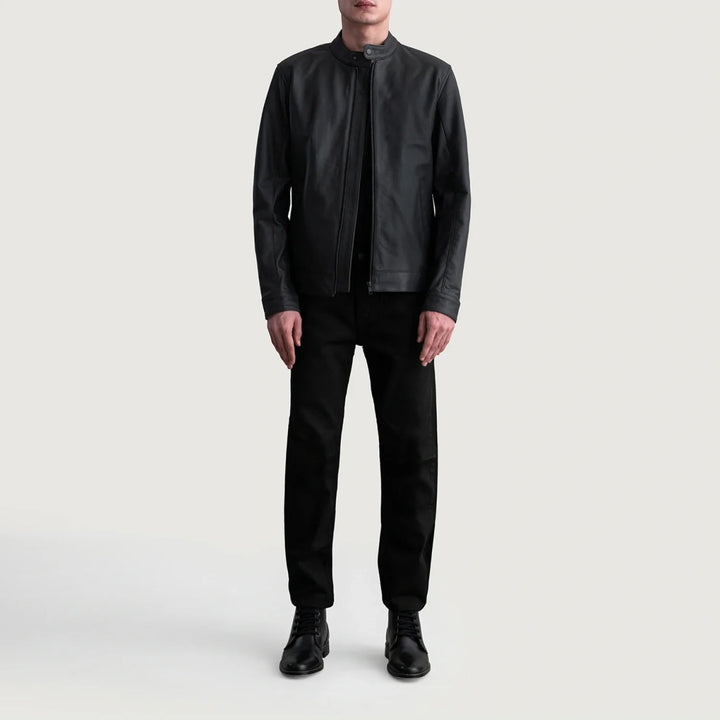 Zen Matte Black Leather Biker Jacket - XS - Zen Matte Black Leather Biker Jacket - Tatoo Tee