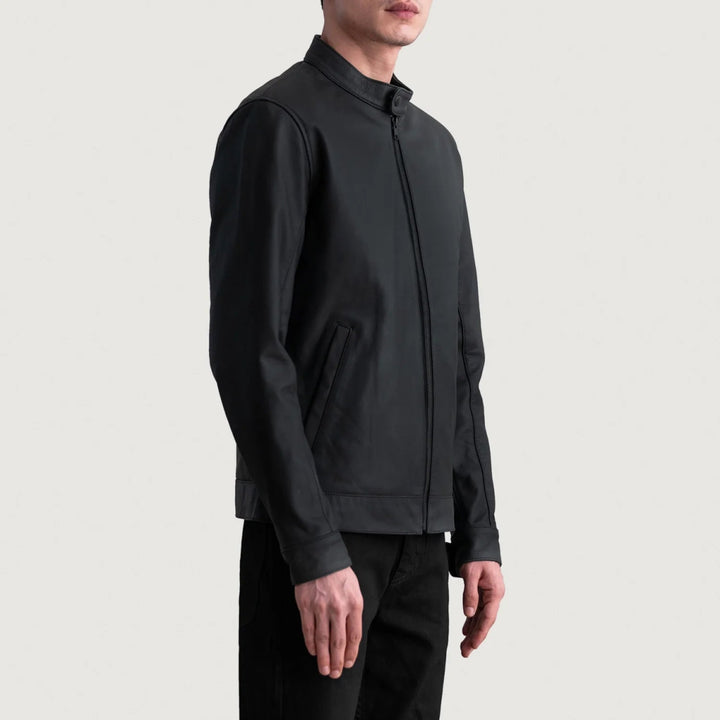 Zen Matte Black Leather Biker Jacket - XS - Zen Matte Black Leather Biker Jacket - Tatoo Tee