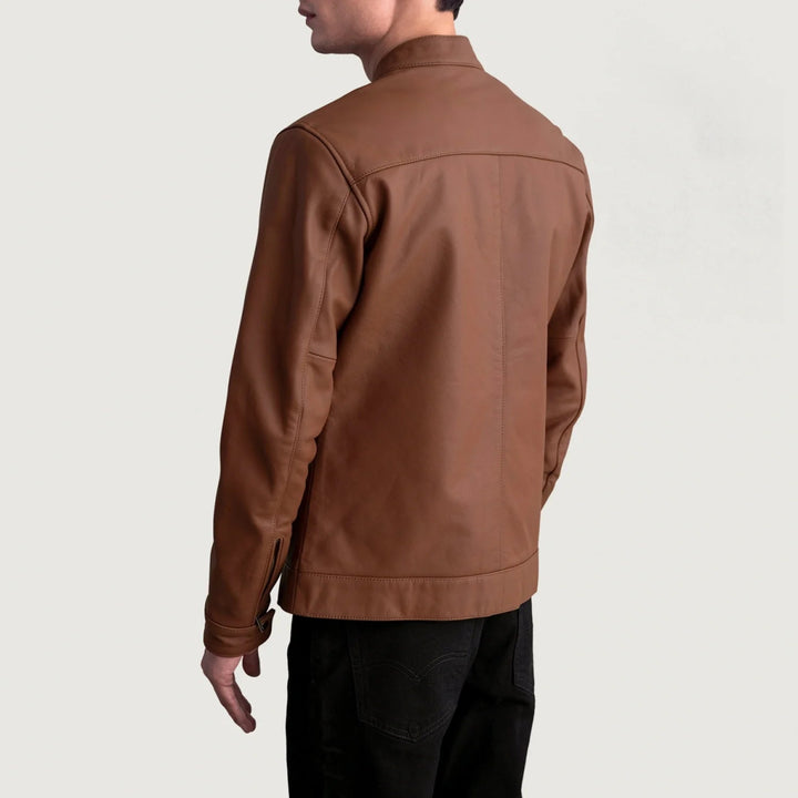 Zen Matte Brown Leather Biker Jacket - XS - Zen Matte Brown Leather Biker Jacket - Tatoo Tee