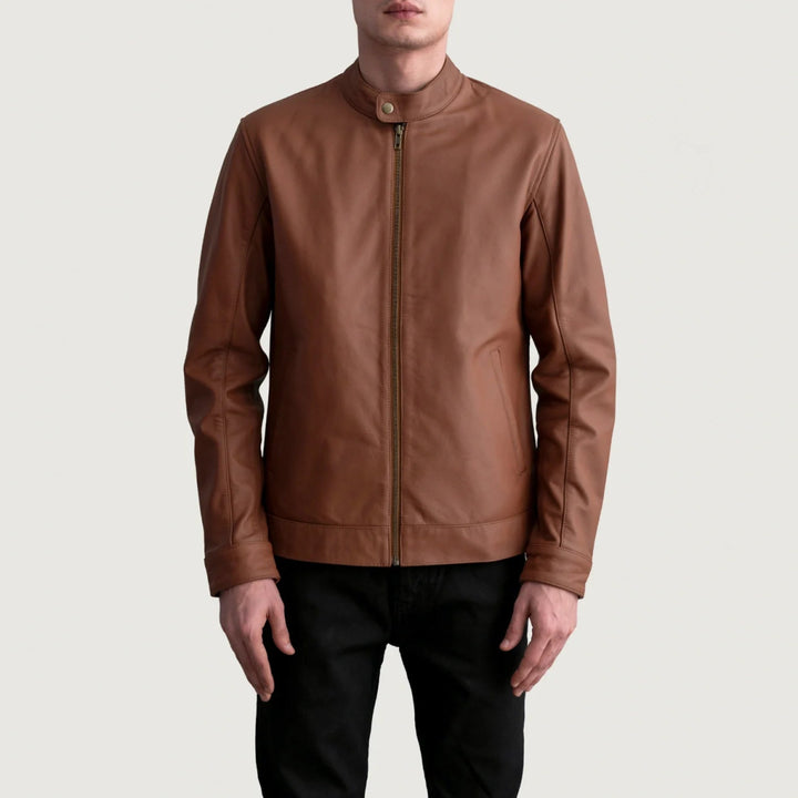 Zen Matte Brown Leather Biker Jacket - XS - Zen Matte Brown Leather Biker Jacket - Tatoo Tee