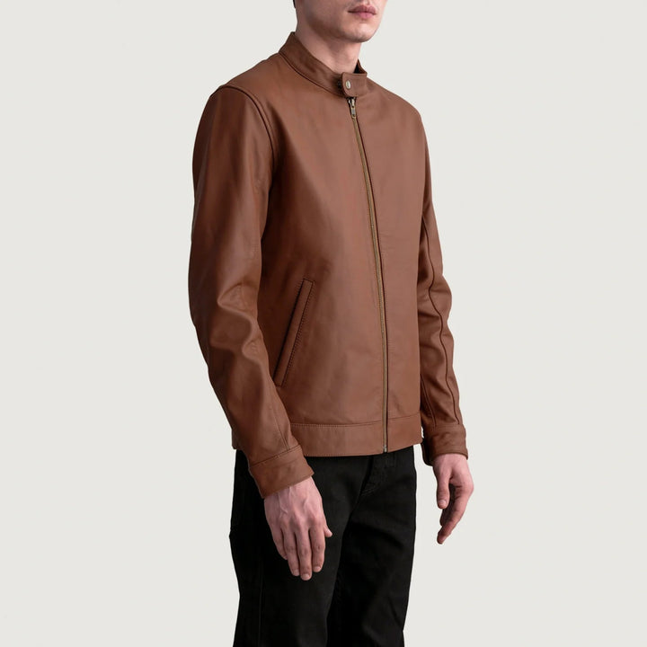 Zen Matte Brown Leather Biker Jacket - XS - Zen Matte Brown Leather Biker Jacket - Tatoo Tee