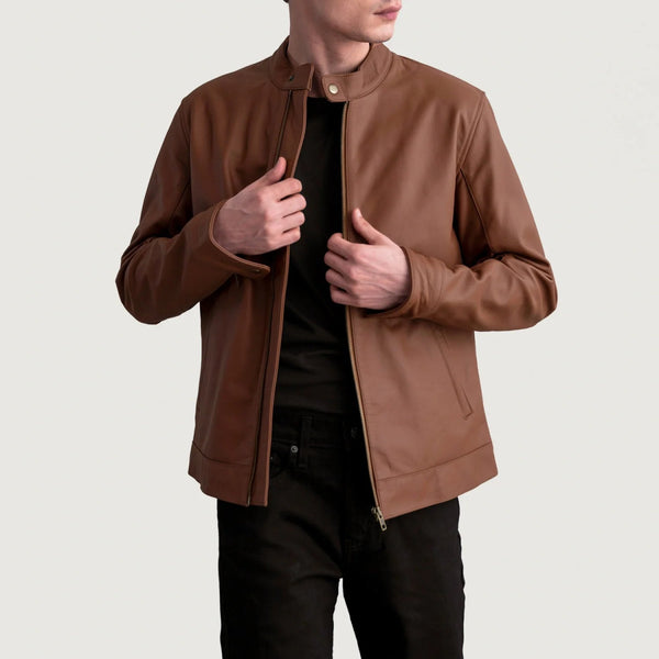 Zen Matte Brown Leather Biker Jacket - XS - Zen Matte Brown Leather Biker Jacket - Tatoo Tee