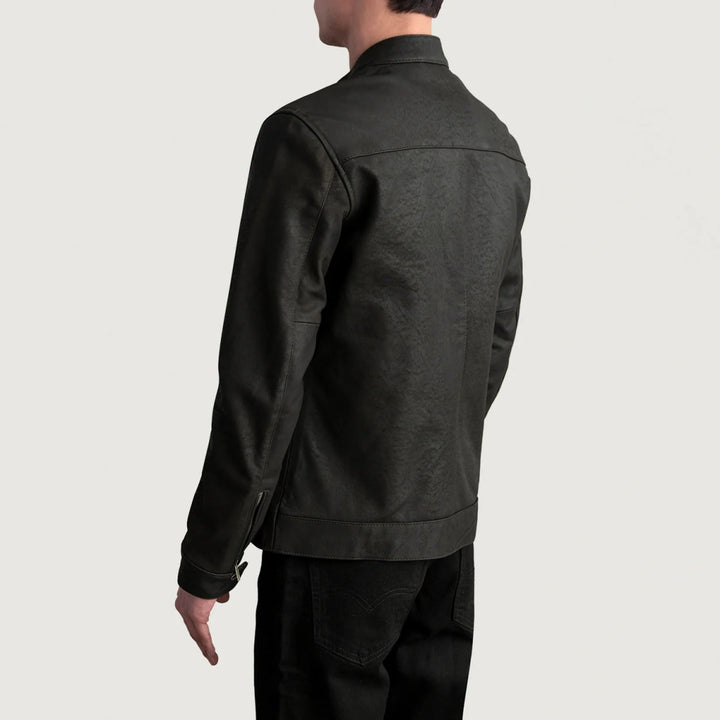 Zen Tumbled Brown Leather Biker Jacket - XS - Zen Tumbled Brown Leather Biker Jacket - Tatoo Tee