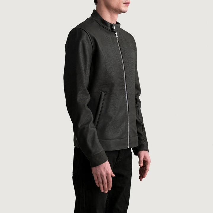 Zen Tumbled Brown Leather Biker Jacket - XS - Zen Tumbled Brown Leather Biker Jacket - Tatoo Tee