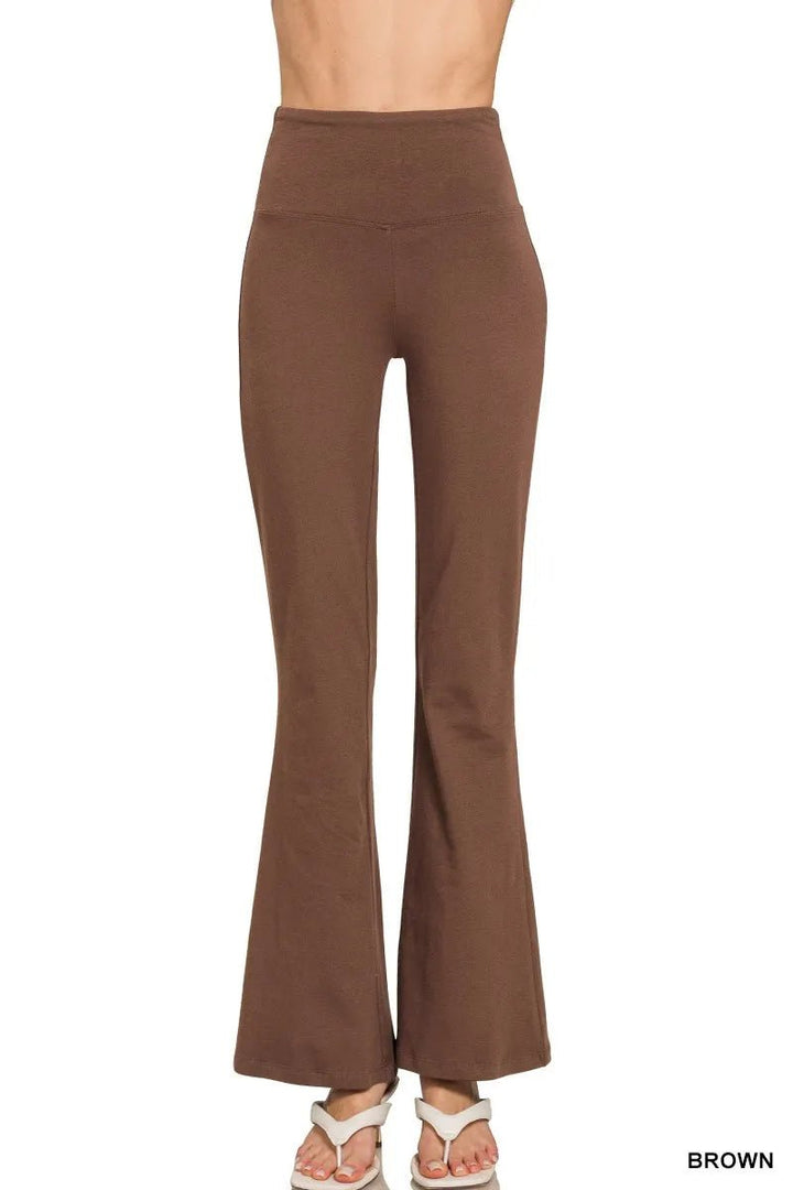 Zenana Wide Waistband Yoga Flare Pants - BROWN - S - 3cfa91167427460a983c57ac3aa14eb1 - Max - Origin - Tatoo Tee
