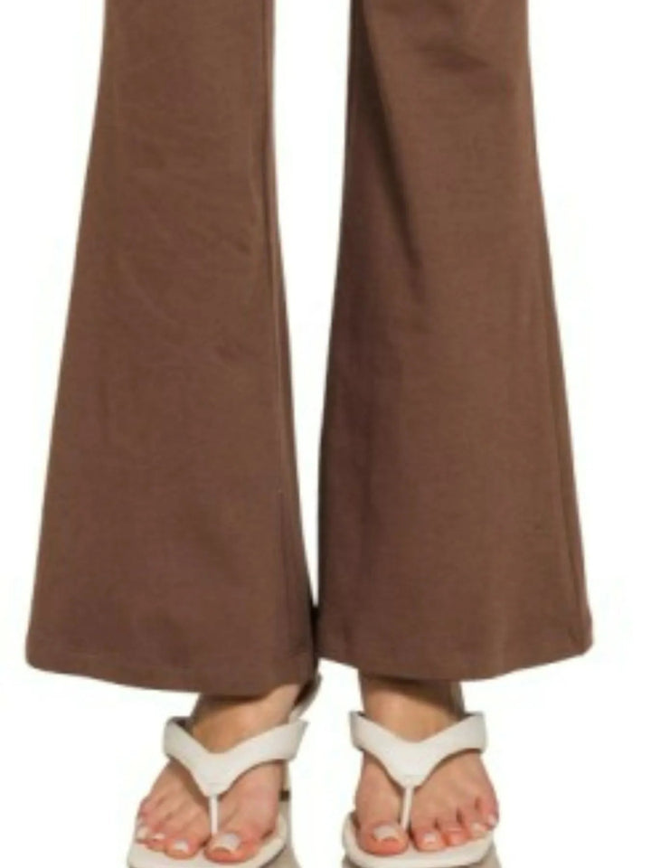 Zenana Wide Waistband Yoga Flare Pants - BROWN - S - 67e24ef7 - 3319 - 44e6 - 974e - 6ea593d8d994 - Max - Origin - Tatoo Tee