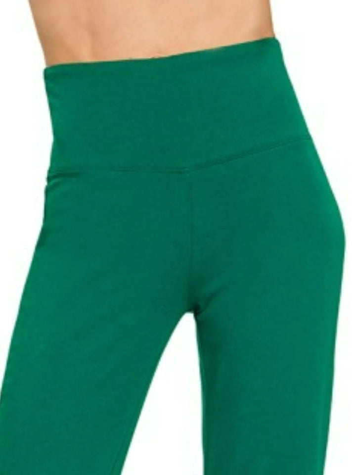 Zenana Wide Waistband Yoga Flare Pants - HUNTER GREEN - S - 8c21652f - 4e67 - 43d7 - 801b - 72b33afc3b0d - Max - Origin - Tatoo Tee