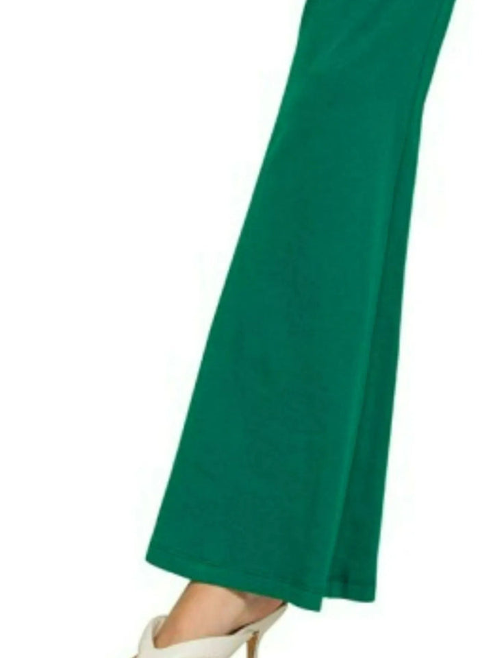 Zenana Wide Waistband Yoga Flare Pants - HUNTER GREEN - S - c6f48f90 - b20a - 483f - 9f70 - 8318565e0f89 - Max - Origin - Tatoo Tee